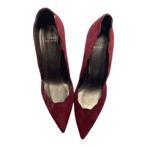 Stuart Weitzman Crimson Red Suede High Heel Pumps